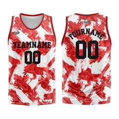 Custom Red White Basketball Jersey Uniform Suit Printed Your Logo Name Number