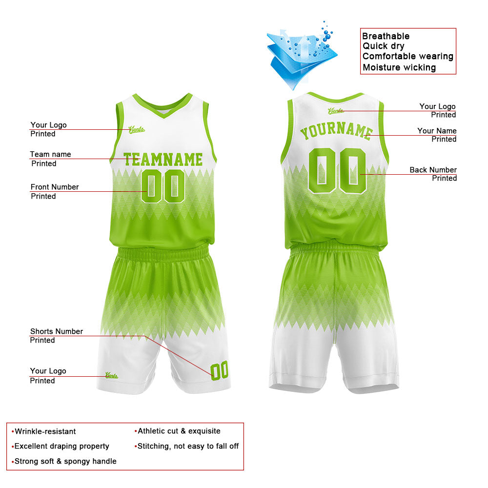 Custom Green White Basketball Jersey Uniform Suit Printed Your Logo Name Number