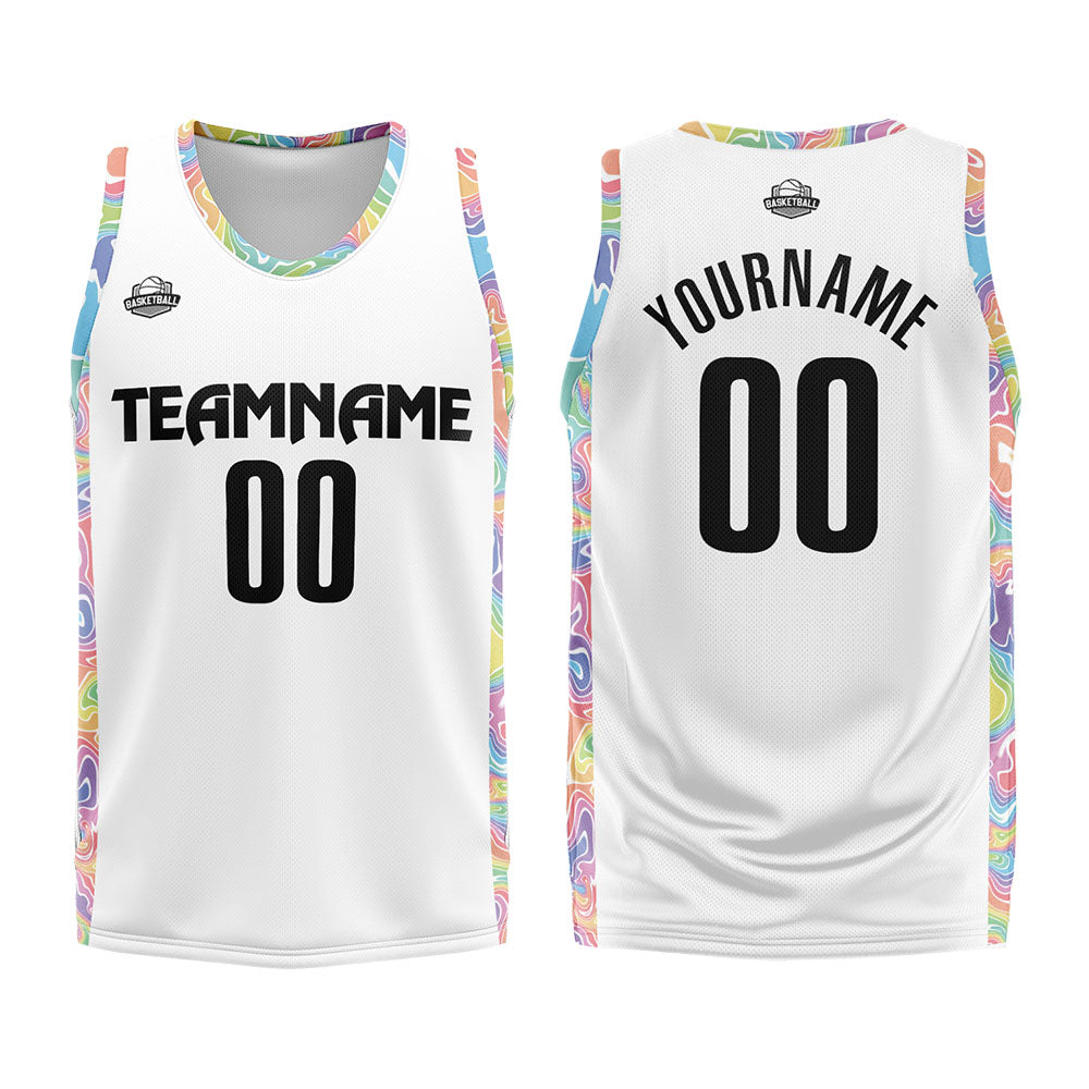 Custom White Basketball Jersey Uniform Suit Printed Your Logo Name Number