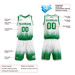 Custom White Green Basketball Jersey Uniform Suit Printed Your Logo Name Number