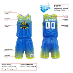 Custom Blue Yellow Basketball Jersey Uniform Suit Printed Your Logo Name Number