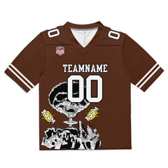 Custom Football Jersey Shirt Personalized Stitched Printed Team Name Number Brown