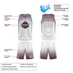Custom White Red Cyan Reversible Basketball Suit for Adults and Kids Personalized Jersey
