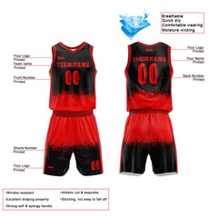 Custom Red Black Basketball Jersey Uniform Suit Printed Your Logo Name Number