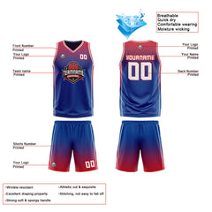 Custom Blue Red Reversible Basketball Suit for Adults and Kids Personalized Jersey