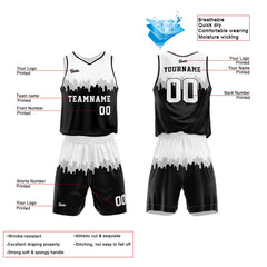 Custom White Black Basketball Jersey Uniform Suit Printed Your Logo Name Number