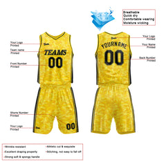 Custom Yellow Basketball Jersey Uniform Suit Printed Your Logo Name Number