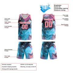 Custom Pinhk Light Blue Basketball Jersey Uniform Suit Printed Your Logo Name Number