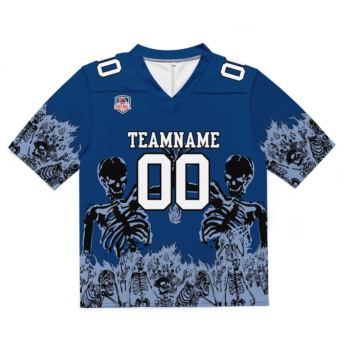 Custom Football Jersey Shirt Personalized Stitched Printed Team Name Number Blue