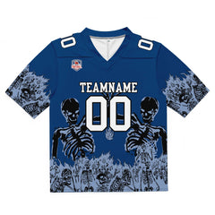 Custom Football Jersey Shirt Personalized Stitched Printed Team Name Number Blue