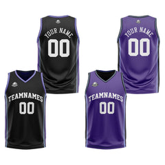 Custom Black Purple White Reversible Basketball Suit for Adults and Kids Personalized Jersey
