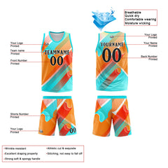 Custom Aqua Orange Basketball Jersey Uniform Suit Printed Your Logo Name Number
