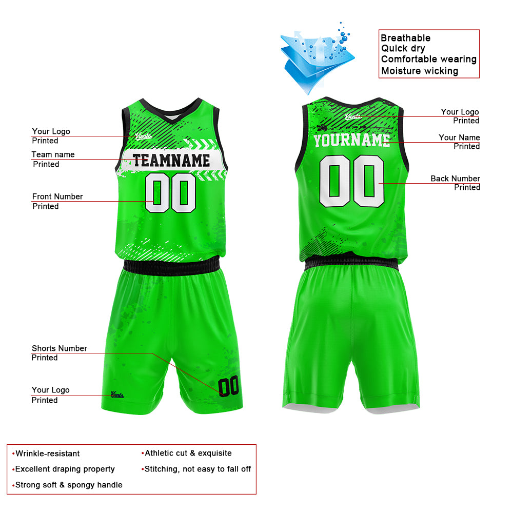Custom Green Basketball Jersey Uniform Suit Printed Your Logo Name Number