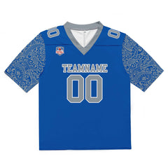 Custom Football Jersey Shirt Personalized Stitched Printed Team Name Number Blue