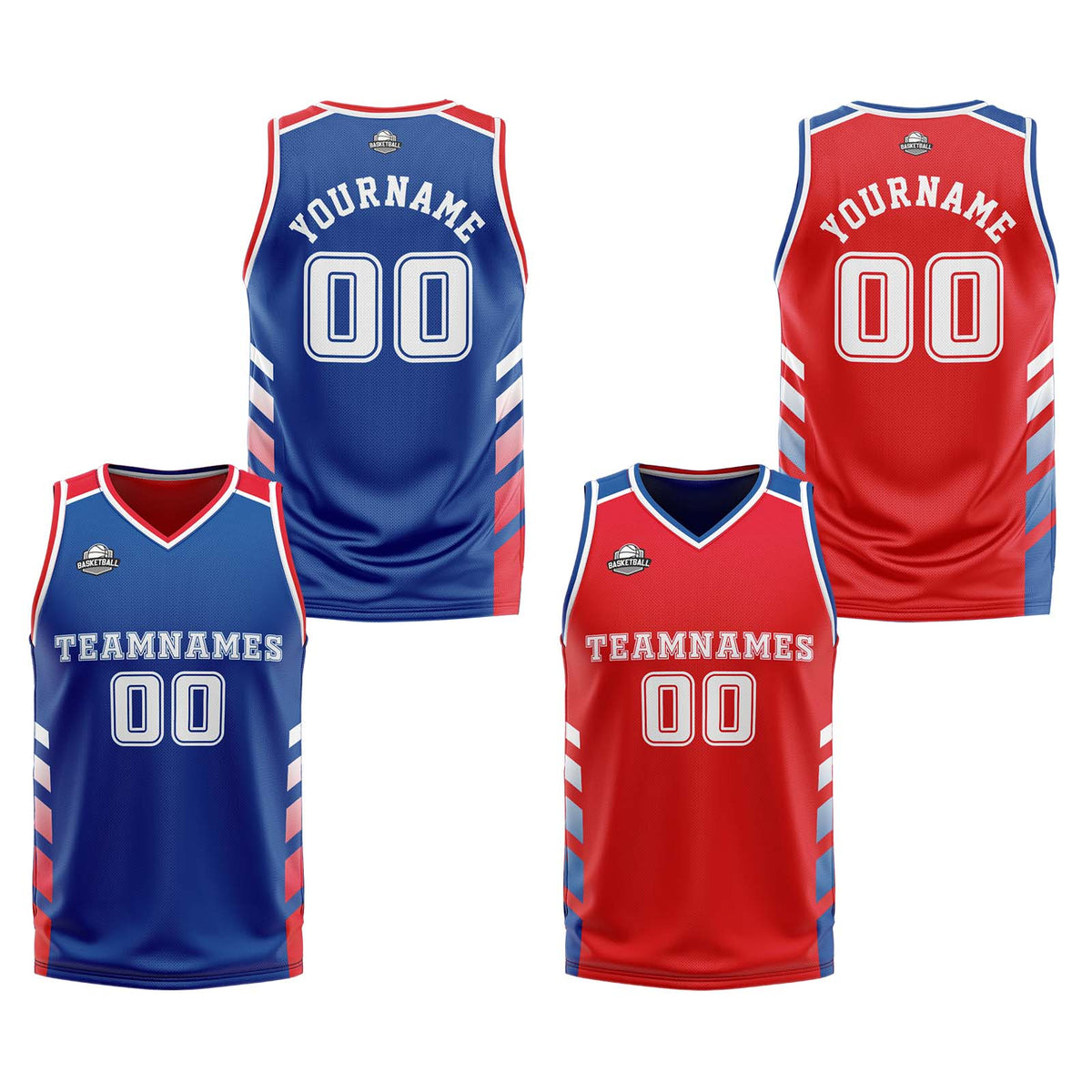 Custom Royal Red White Reversible Basketball Suit for Adults and Kids Personalized Jersey