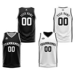 Custom Black White Reversible Basketball Suit for Adults and Kids Personalized Jersey