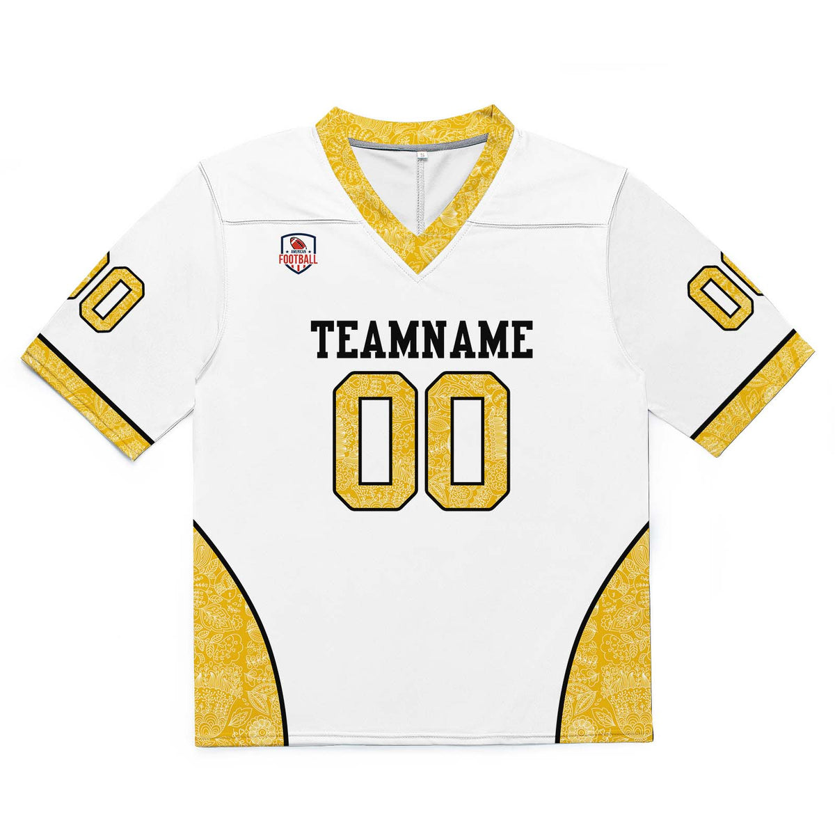 Custom Football Jersey Shirt Personalized Stitched Printed Team Name Number White&Yellow