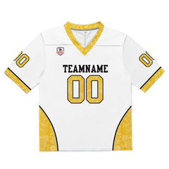Custom Football Jersey Shirt Personalized Stitched Printed Team Name Number White&Yellow