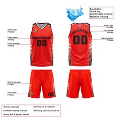 Custom Red White Black Reversible Basketball Suit for Adults and Kids Personalized Jersey