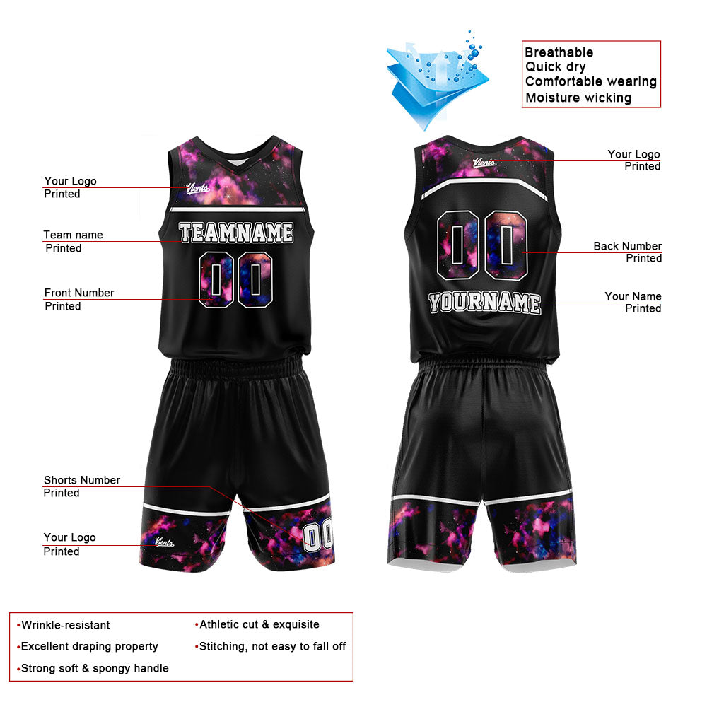 Custom Black Starry Sky Basketball Jersey Uniform Suit Printed Your Logo Name Number