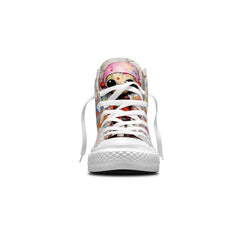 Dynamic Boy Sketch: Unisex Mid-Top Canvas Shoes - Step into a Sketch Style Adventure with Energetic Boy Prints for Men and Women