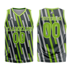 Custom Vertical Bar Green Grey Basketball Jersey Uniform Suit Printed Your Logo Name Number