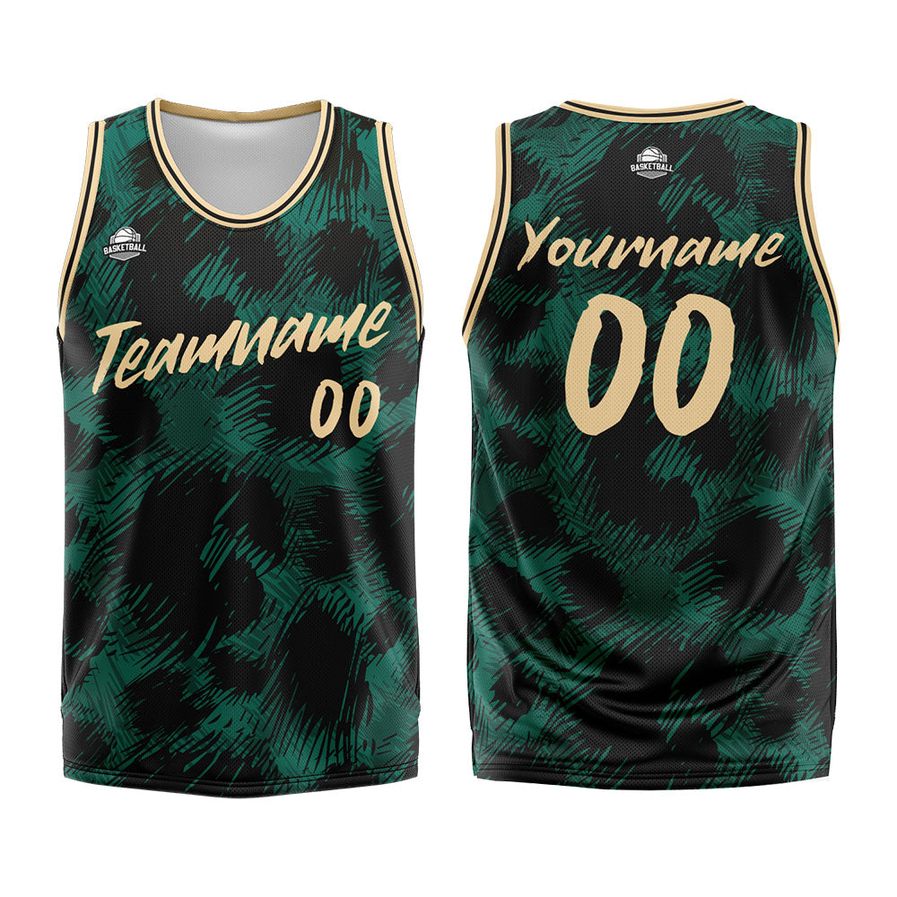 Custom Green leopard print Basketball Jersey Uniform Suit Printed Your Logo Name Number