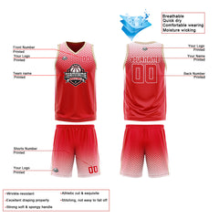 Custom Red Blue Gold Reversible Basketball Suit for Adults and Kids Personalized Jersey