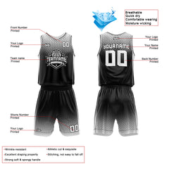 Custom Black White Basketball Jersey Uniform Suit Printed Your Logo Name Number