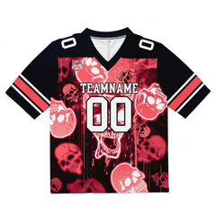 Custom Football Jersey Shirt Personalized Stitched Printed Team Name Number Graffiti skull-Light Red