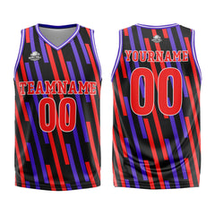 Custom Vertical Bar Red Purple Basketball Jersey Uniform Suit Printed Your Logo Name Number