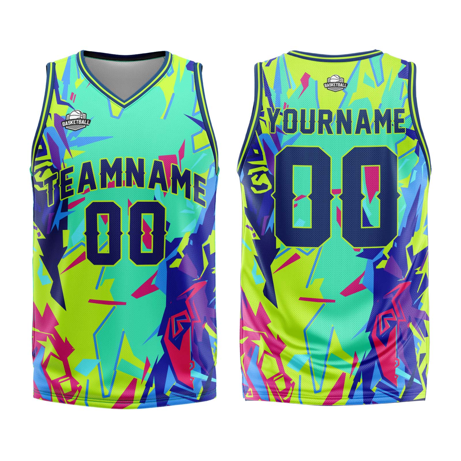 Custom Broken Green Basketball Jersey Uniform Suit Printed Your Logo Name Number