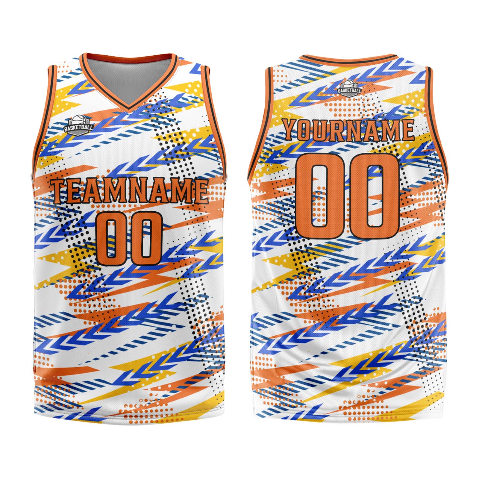 Custom White Orange Basketball Jersey Uniform Suit Printed Your Logo Name Number