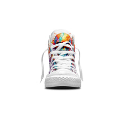 Gothic Palette: Men and Women's Mid-Top Canvas Shoes - Embrace Dark Elegance with Skull Pencil Art, a Fusion of Colors and Intricate Patterns