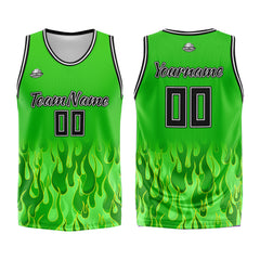 Custom Green flame Basketball Jersey Uniform Suit Printed Your Logo Name Number