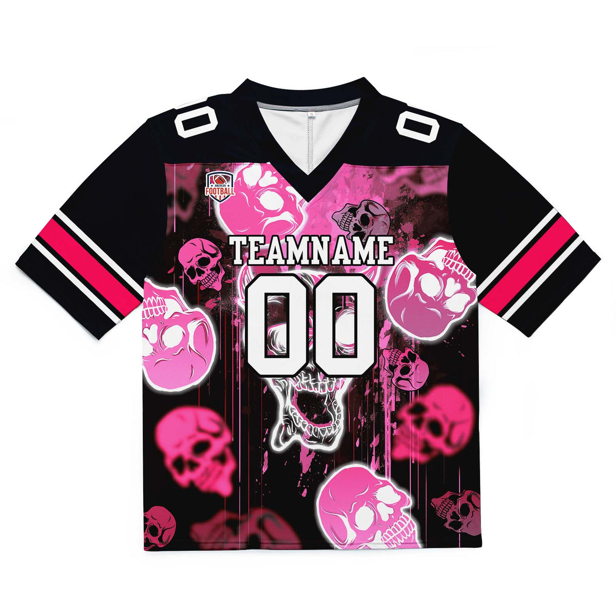 Custom Football Jersey Shirt Personalized Stitched Printed Team Name Number Graffiti skull-Pink