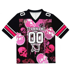Custom Football Jersey Shirt Personalized Stitched Printed Team Name Number Graffiti skull-Pink