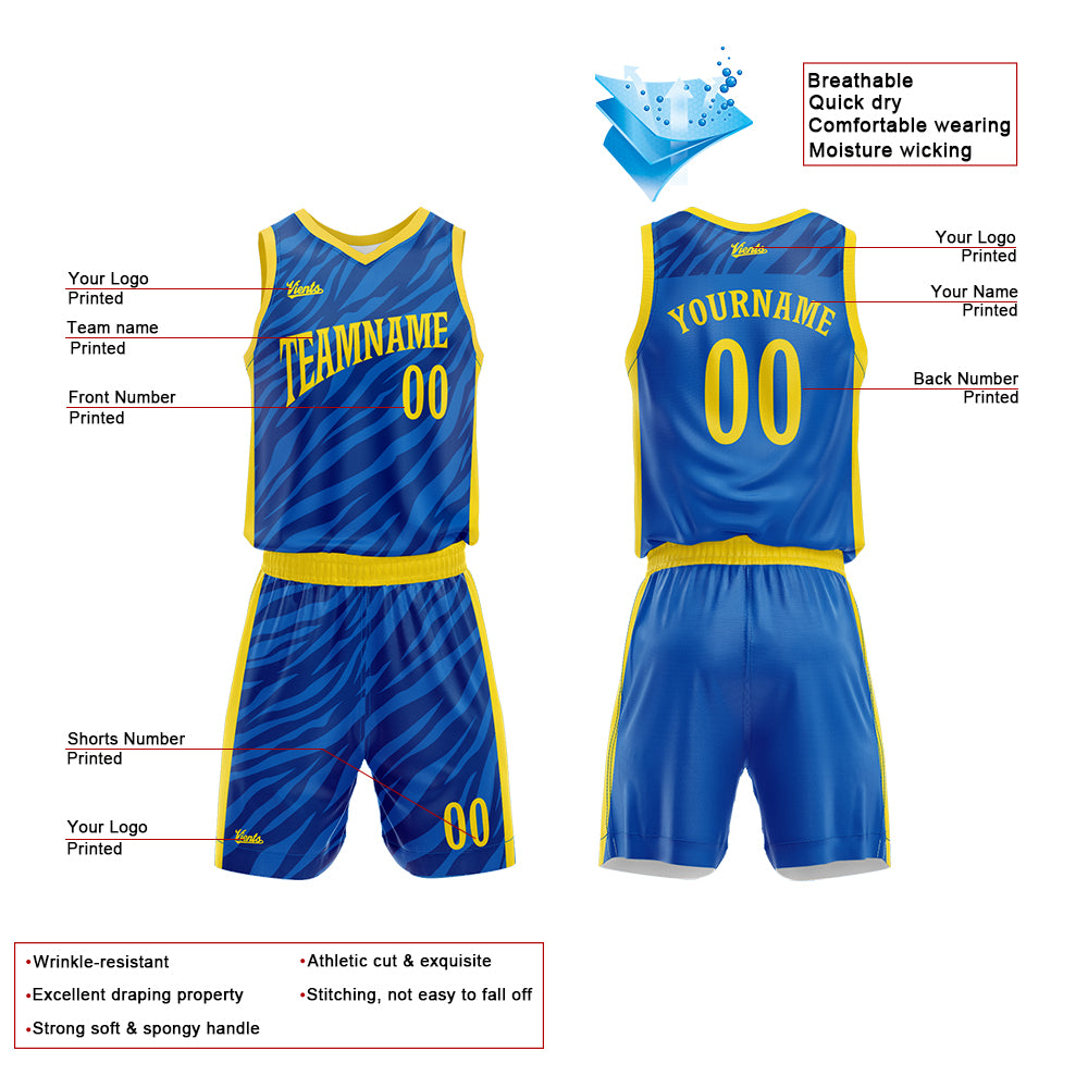Custom Blue Basketball Jersey Uniform Suit Printed Your Logo Name Number