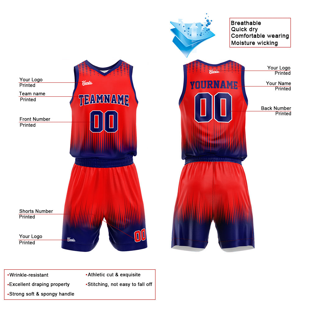 Custom Red Navy Basketball Jersey Uniform Suit Printed Your Logo Name Number