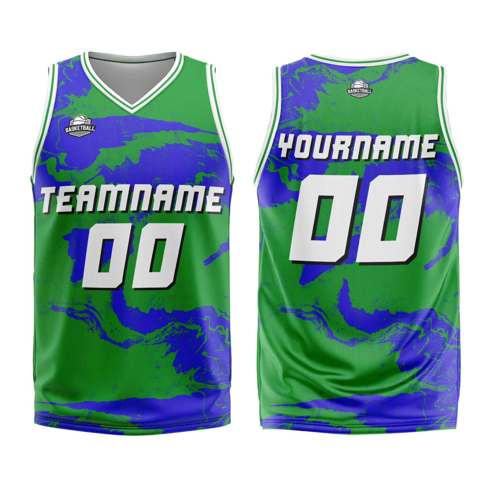 Custom Green Blue Basketball Jersey Uniform Suit Printed Your Logo Name Number
