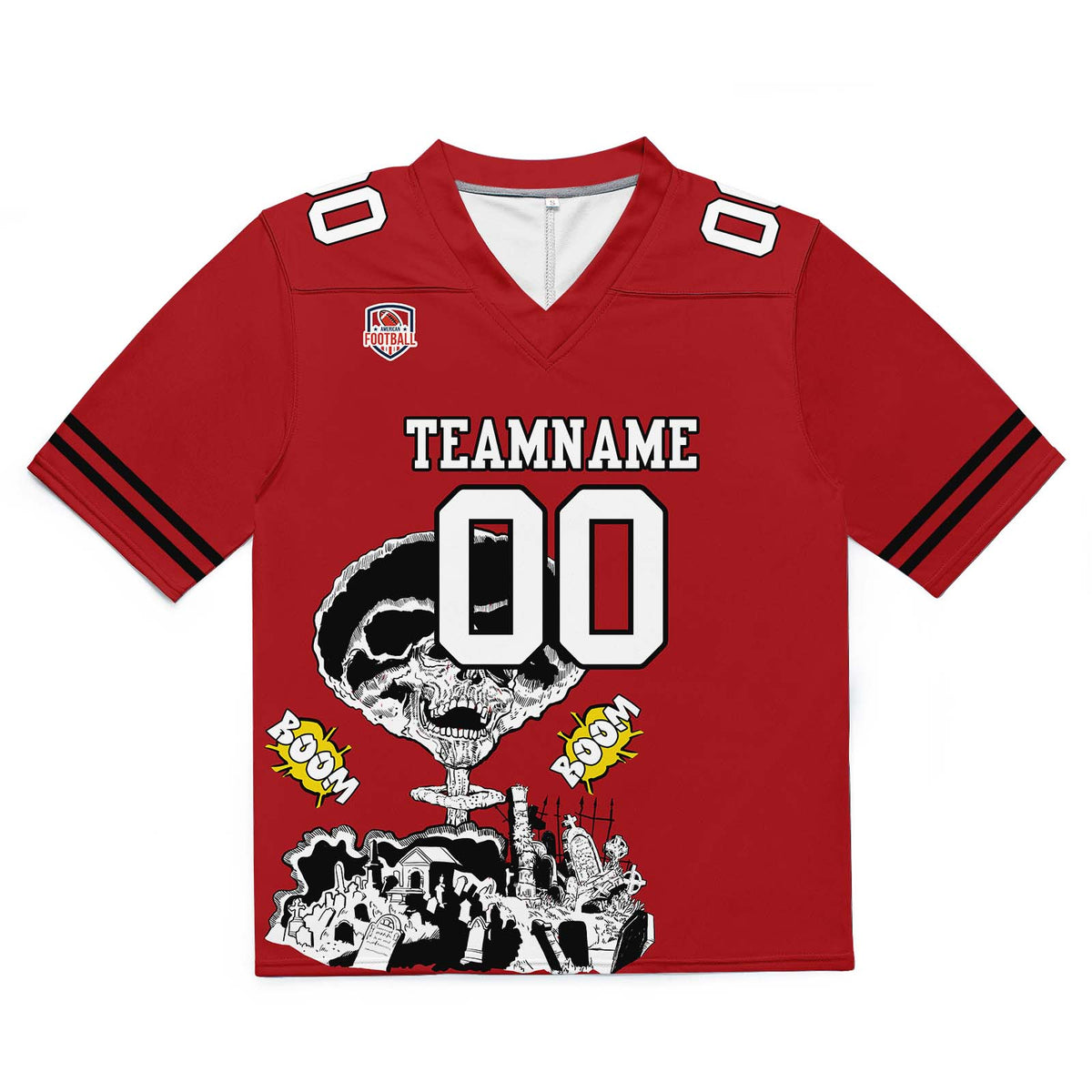 Custom Football Jersey Shirt Personalized Stitched Printed Team Name Number Red