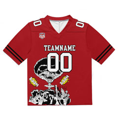 Custom Football Jersey Shirt Personalized Stitched Printed Team Name Number Red