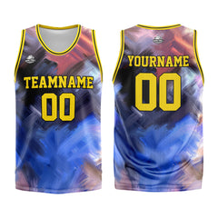 Custom Yellow Blue Basketball Jersey Uniform Suit Printed Your Logo Name Number