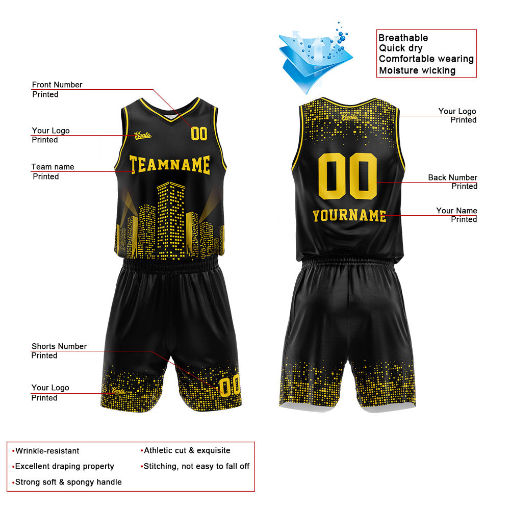 Custom Black Night View Basketball Jersey Uniform Suit Printed Your Logo Name Number