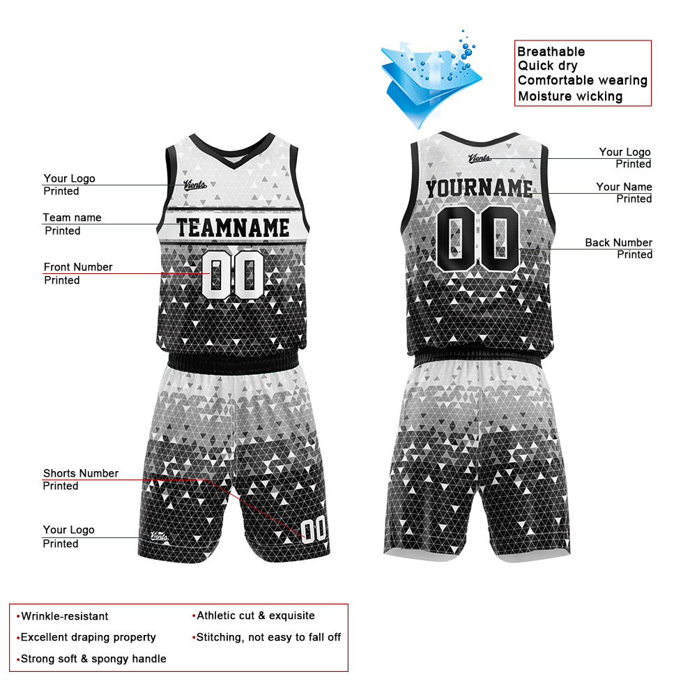 Custom Black Basketball Jersey Uniform Suit Printed Your Logo Name Number