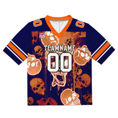 Custom Football Jersey Shirt Personalized Stitched Printed Team Name Number Graffiti skull-Orange