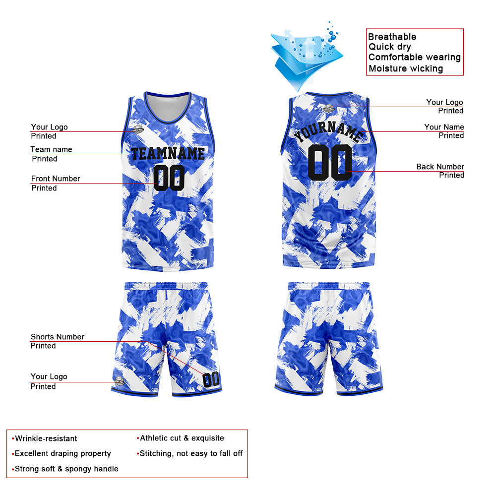 Custom Blue White Basketball Jersey Uniform Suit Printed Your Logo Name Number