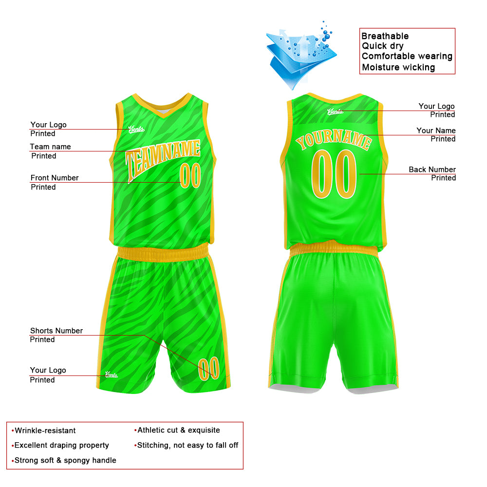Custom Neon Green Basketball Jersey Uniform Suit Printed Your Logo Name Number