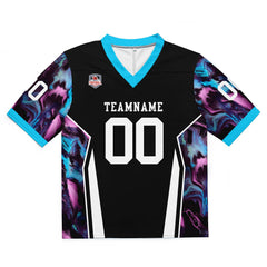 Custom Football Jersey Shirt Personalized Stitched Printed Team Name Number Black & Light Blue
