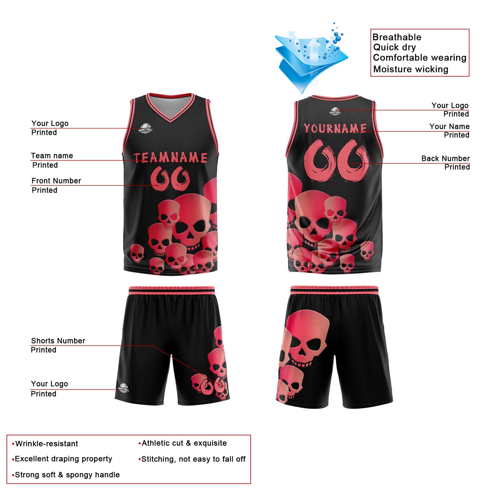 Custom Fluid Pink Basketball Jersey Uniform Suit Printed Your Logo Name Number
